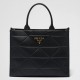 Prada Symbole Large Bag with Topstitching in Black Leather