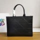 Prada Symbole Large Bag with Topstitching in Black Leather