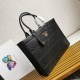 Prada Symbole Large Bag with Topstitching in Black Leather