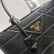 Prada Symbole Medium Bag with Topstitching in Black Leather