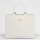 Prada Symbole Medium Bag with Topstitching in White Leather