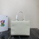 Prada Symbole Medium Bag with Topstitching in White Leather