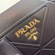 Prada Symbole Small Bag with Topstitching in Black Leather