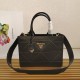 Prada Symbole Small Bag with Topstitching in Black Leather