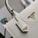 Prada Symbole Small Bag with Topstitching in White Leather