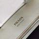 Prada Symbole Small Bag with Topstitching in White Leather