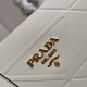 Prada Symbole Small Bag with Topstitching in White Leather