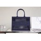 Dior Large Book Tote Bag In Blue Mesh Embroidery