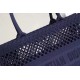 Dior Large Book Tote Bag In Blue Mesh Embroidery