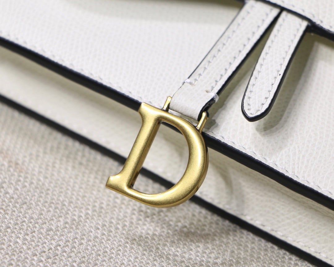 Dior Saddle Belt Bag In White Grained Calfskin