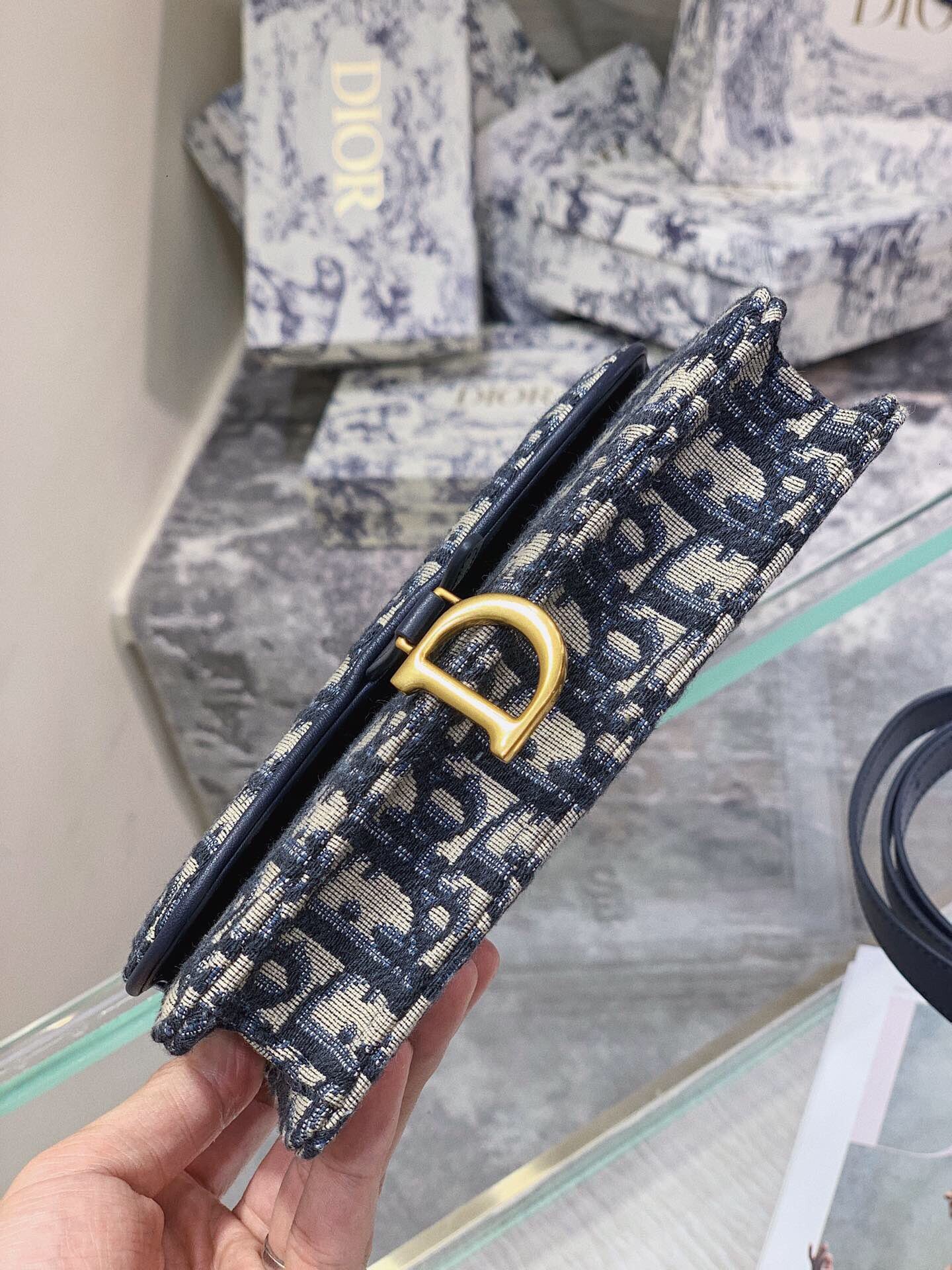 Dior Saddle Belt Bag In Blue Dior Oblique Jacquard