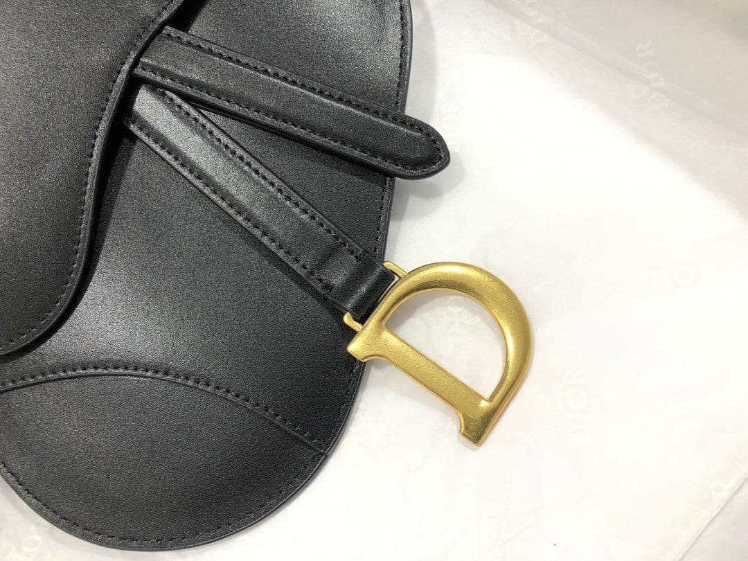 Dior Saddle Belt Pouch In Black Smooth Calfskin