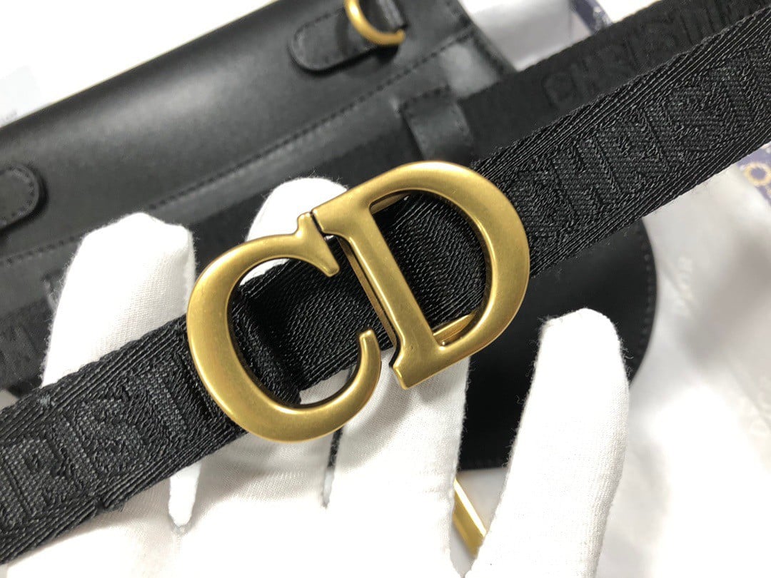 Dior Saddle Belt Pouch In Black Smooth Calfskin