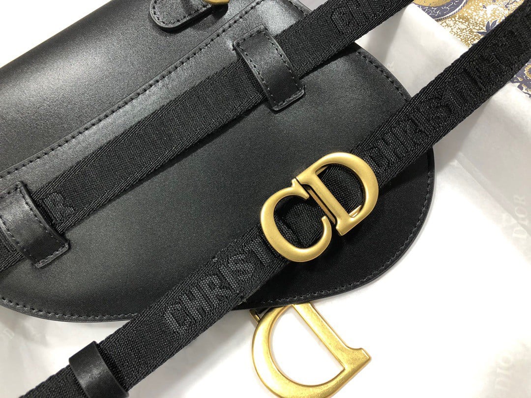 Dior Saddle Belt Pouch In Black Smooth Calfskin