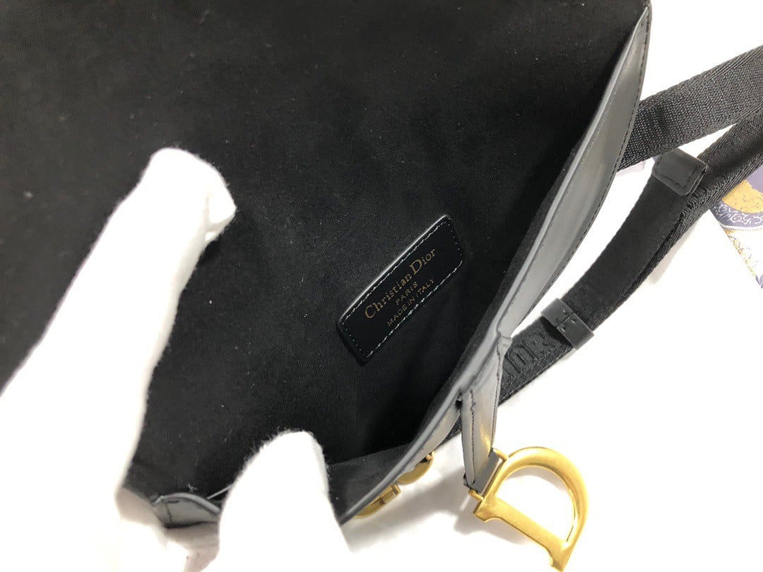 Dior Saddle Belt Pouch In Black Smooth Calfskin