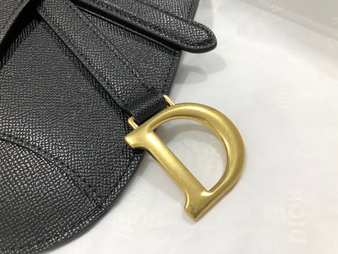 Dior Saddle Belt Pouch In Black Grained Calfskin