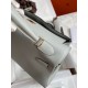 Hermes Kelly Retourne 32cm Handmade Bag In Blue Glacier Swift Calfskin