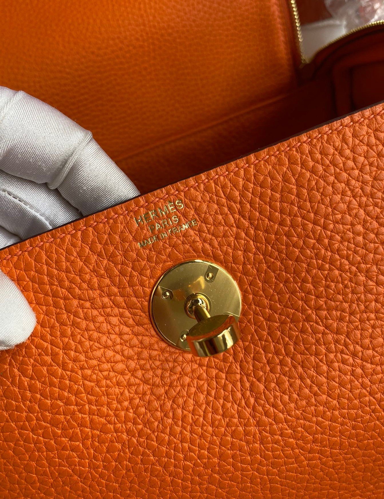 Hermes Lindy 26 Handmade Bag In Orange Clemence Leather