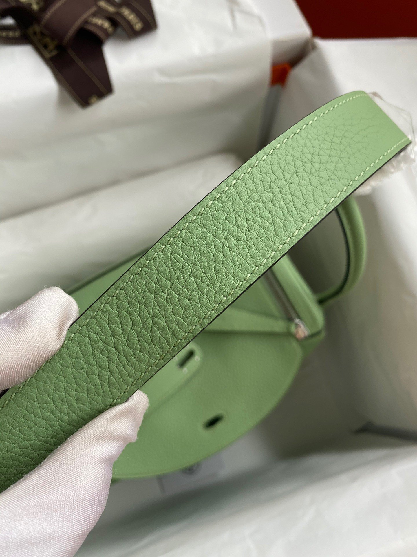 Hermes Lindy 26 Handmade Bag In Vert Cypres Clemence Leather