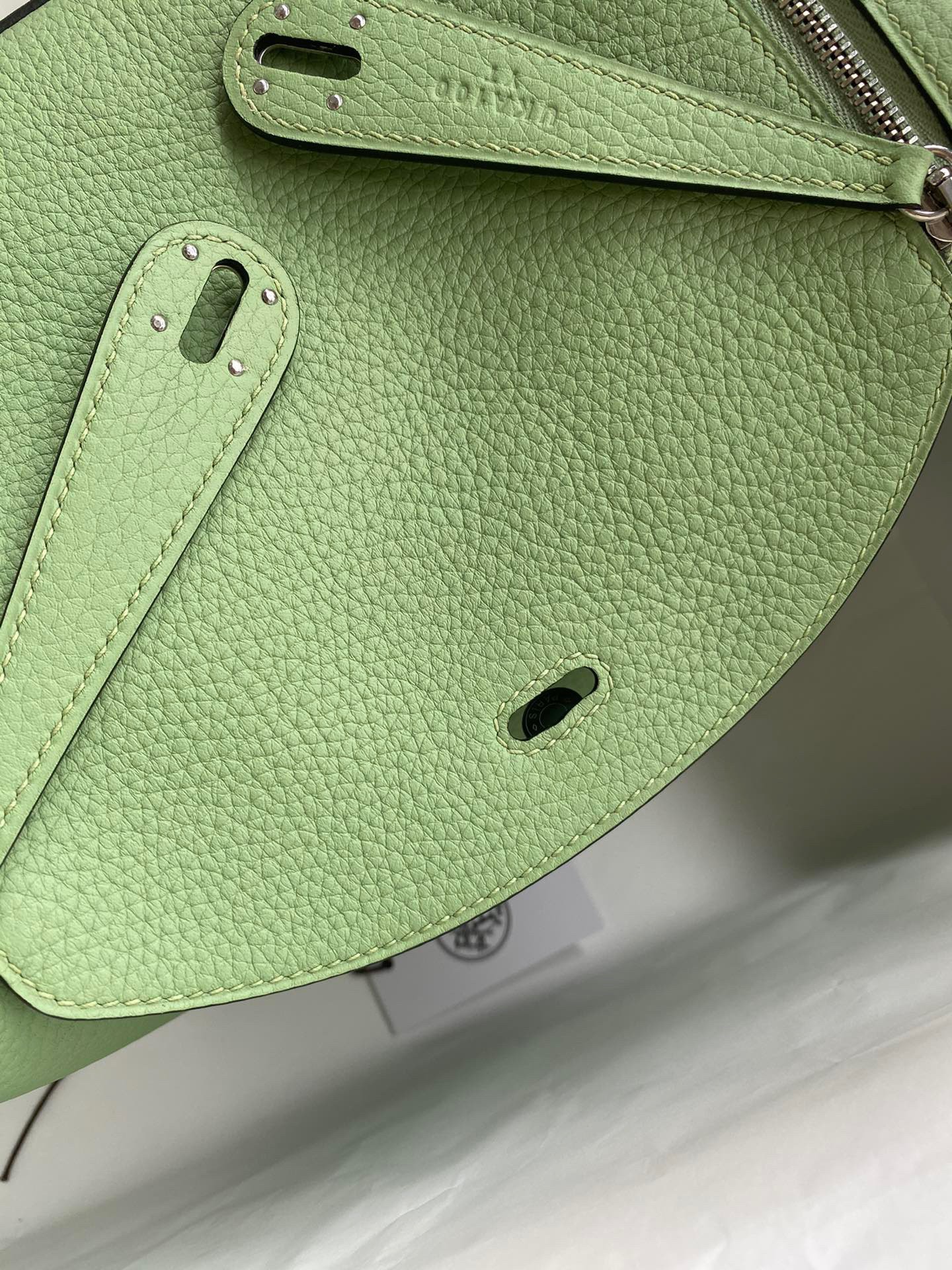 Hermes Lindy 26 Handmade Bag In Vert Cypres Clemence Leather