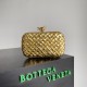 Bottega Veneta Knot Minaudiere Clutch In Gold Intreccio laminated Leather