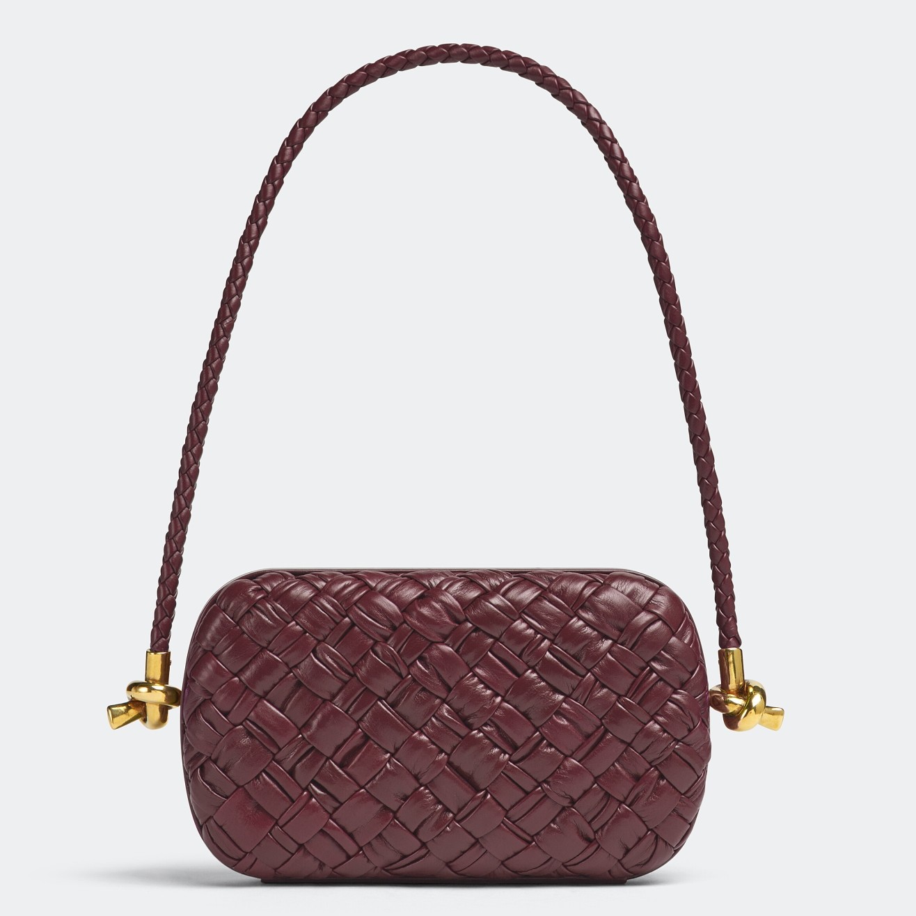 Bottega Veneta Knot Minaudiere On Strap In Barolo Foulard Intreccio