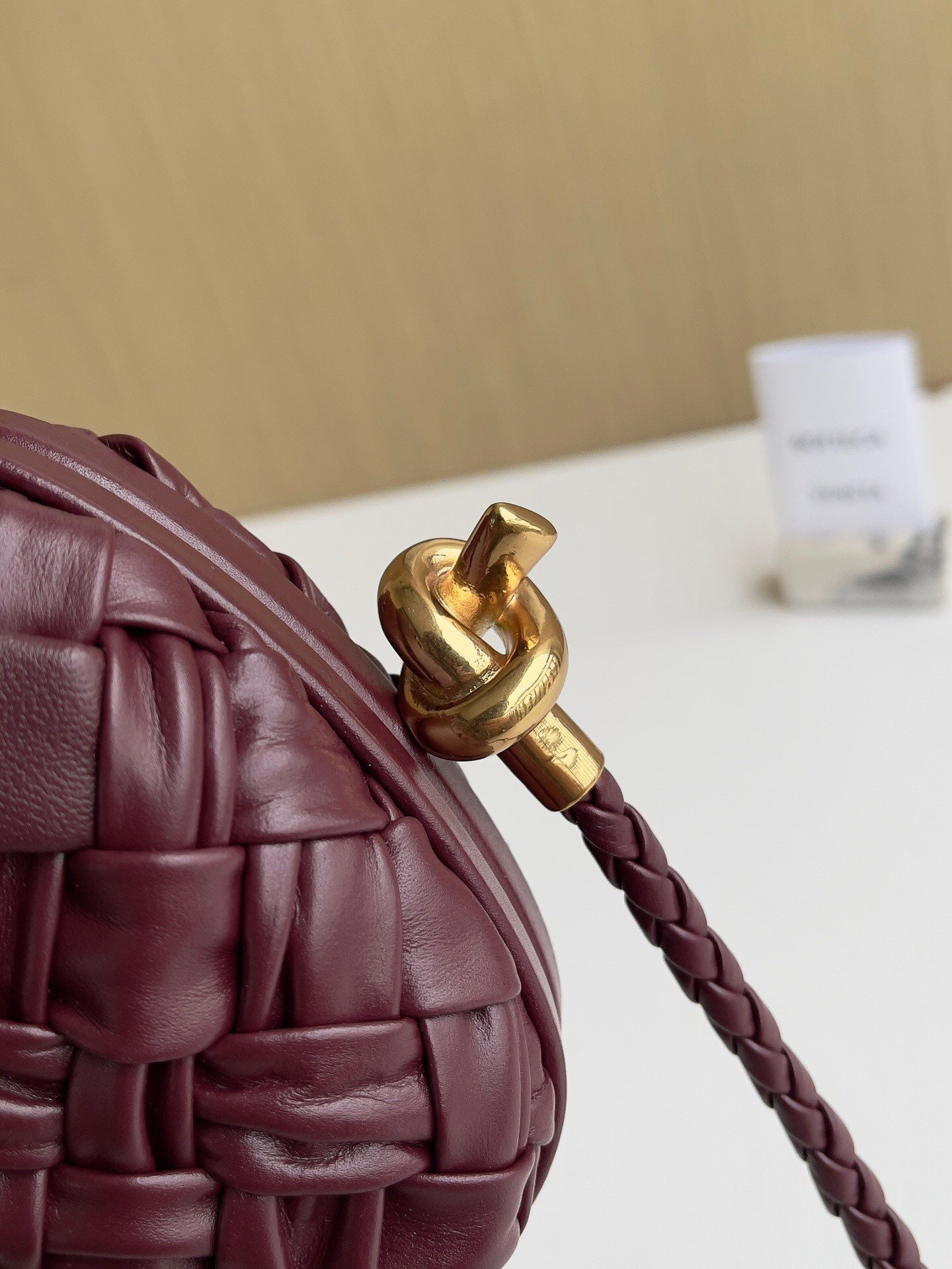 Bottega Veneta Knot Minaudiere On Strap In Barolo Foulard Intreccio