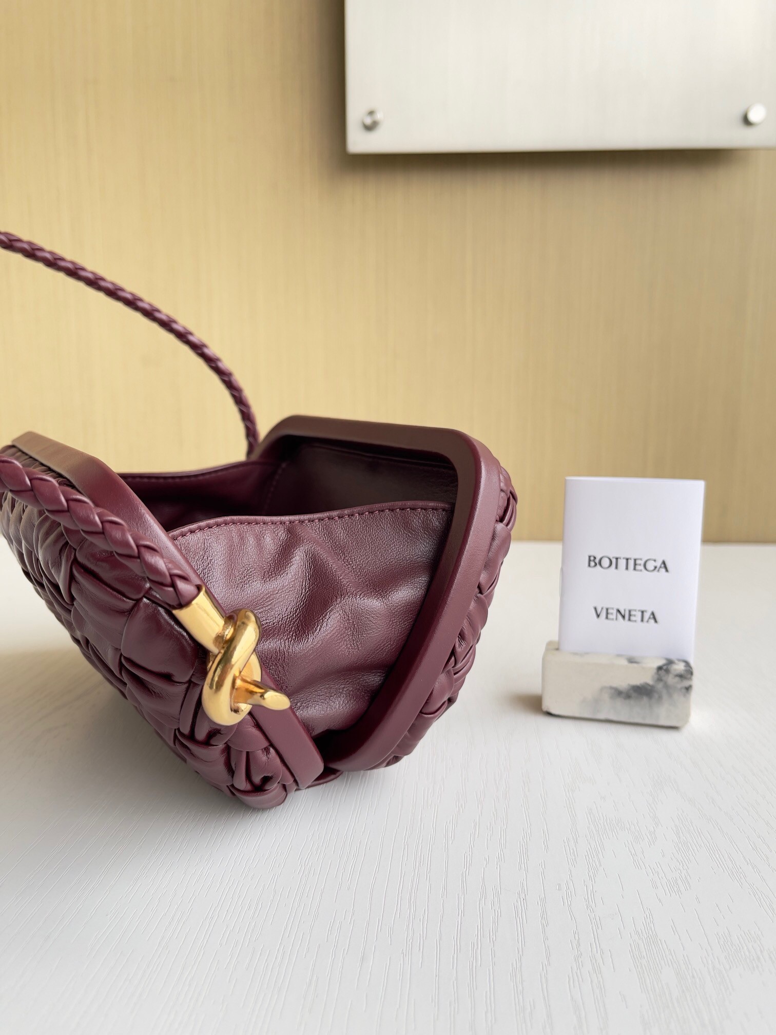 Bottega Veneta Knot Minaudiere On Strap In Barolo Foulard Intreccio