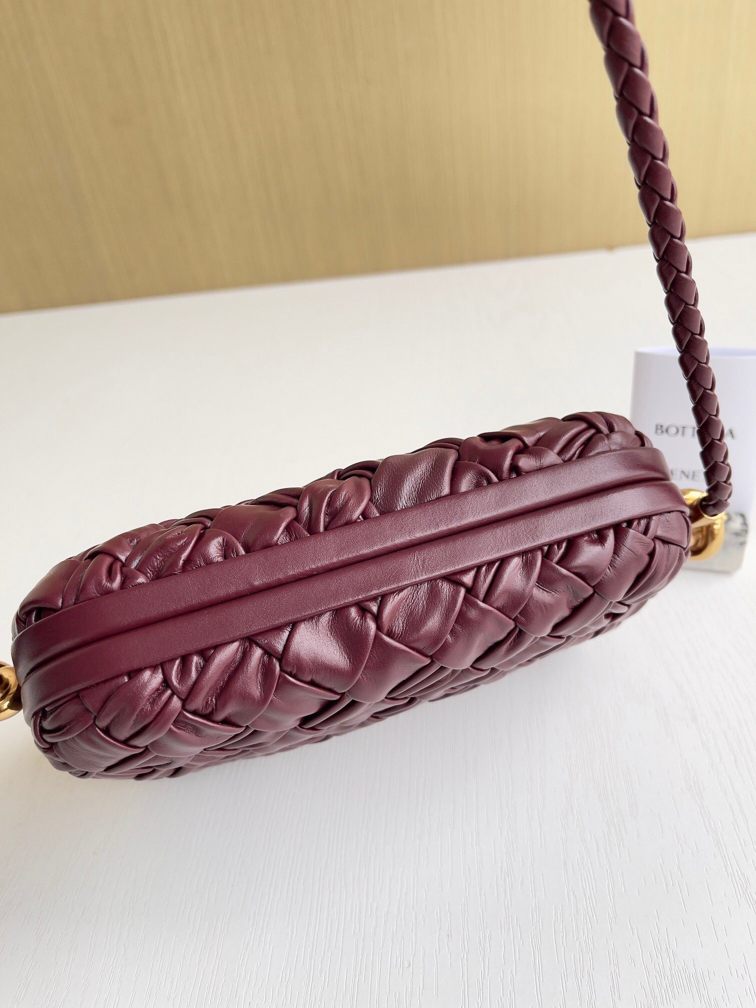 Bottega Veneta Knot Minaudiere On Strap In Barolo Foulard Intreccio