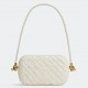 Bottega Veneta Knot Minaudiere On Strap In White Foulard Intreccio Leather