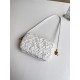 Bottega Veneta Knot Minaudiere On Strap In White Foulard Intreccio Leather