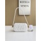 Bottega Veneta Knot Minaudiere On Strap In White Foulard Intreccio Leather