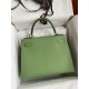 Hermes Kelly Sellier 28 Handmade Bag In Vert Criquet Epsom Calfskin