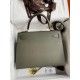 Hermes Kelly Sellier 28 Handmade Bag In Vert De Gris Epsom Calfskin