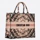 Dior Large Book Tote Bag In Multicolor Tie Embroidery