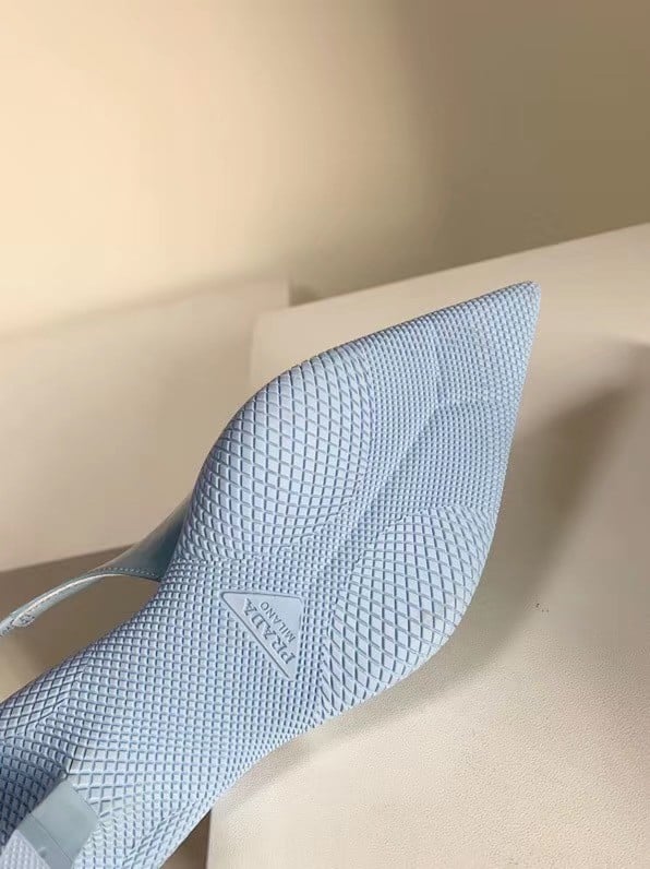 Prada Slingback Pumps In Light Blue Brushed Leather