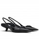 Prada Slingback Pumps In Black Brushed Leather