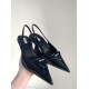 Prada Slingback Pumps In Black Brushed Leather