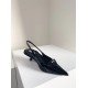 Prada Slingback Pumps In Black Brushed Leather