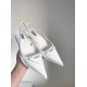 Prada Slingback Pumps In White Brushed Leather