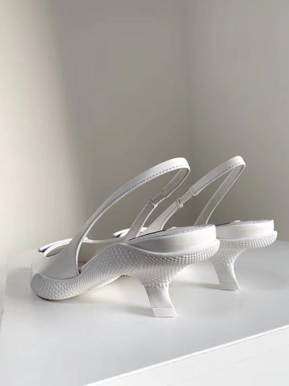 Prada Slingback Pumps In White Brushed Leather