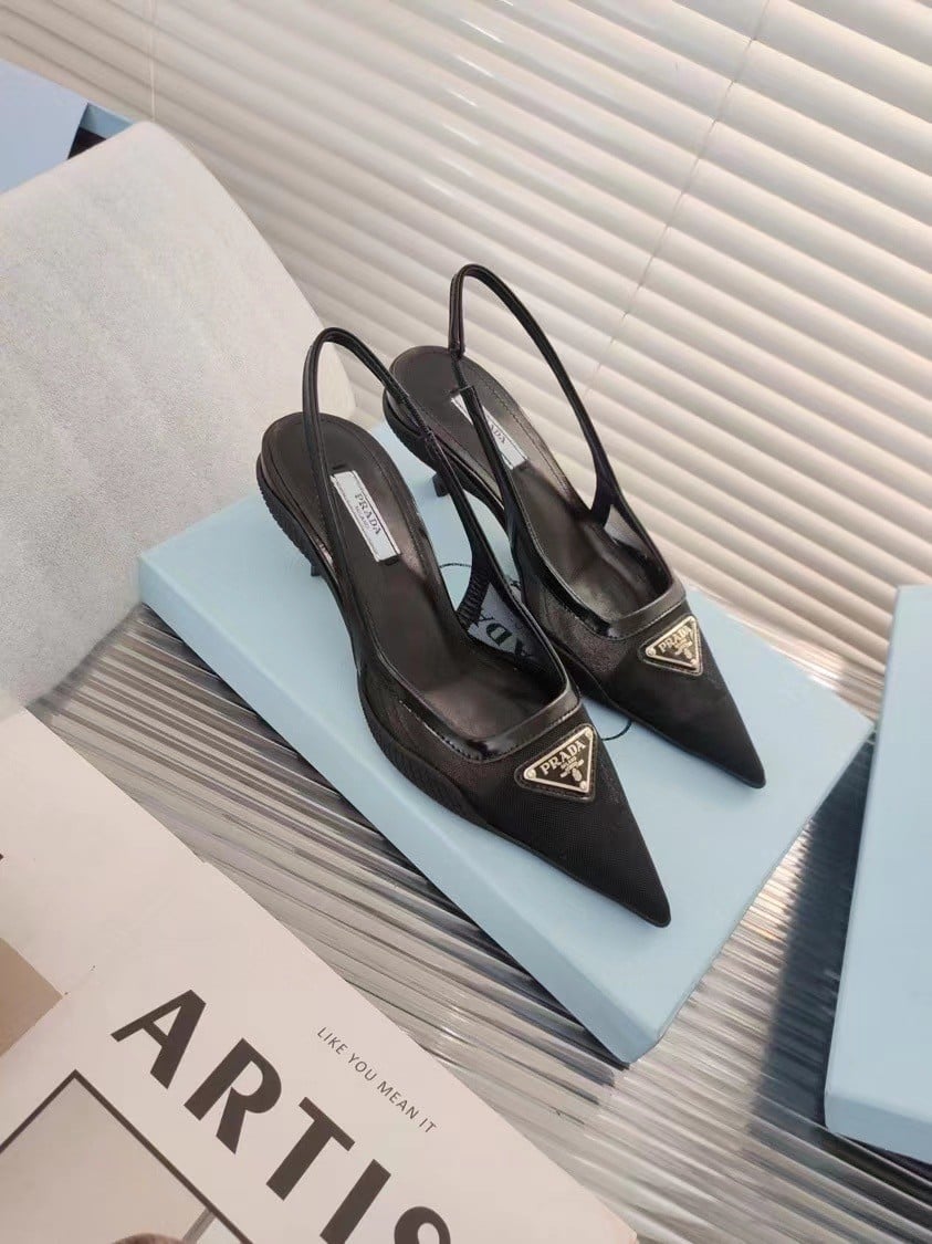 Prada Slingback Pumps In Mesh Fabric