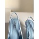 Prada Gabardine Slingback Pumps In Light Blue Nylon