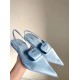 Prada Gabardine Slingback Pumps In Light Blue Nylon