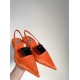 Prada Gabardine Slingback Pumps In Orange Nylon