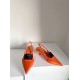 Prada Gabardine Slingback Pumps In Orange Nylon