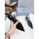 Prada Slingback Pumps 55MM In Black Brushed Leather