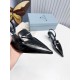 Prada Slingback Pumps 55MM In Black Brushed Leather