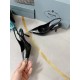 Prada Slingback Pumps 75MM In Black Brushed Leather