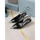 Prada Slingback Pumps 75MM In Black Brushed Leather